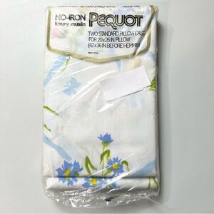 VTG New Pequot Standard Pillow Cases Floral Butterfly Retro MCM Set Of 2